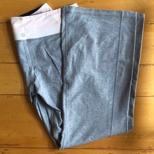 Lululemon grey pants with light pink waist band